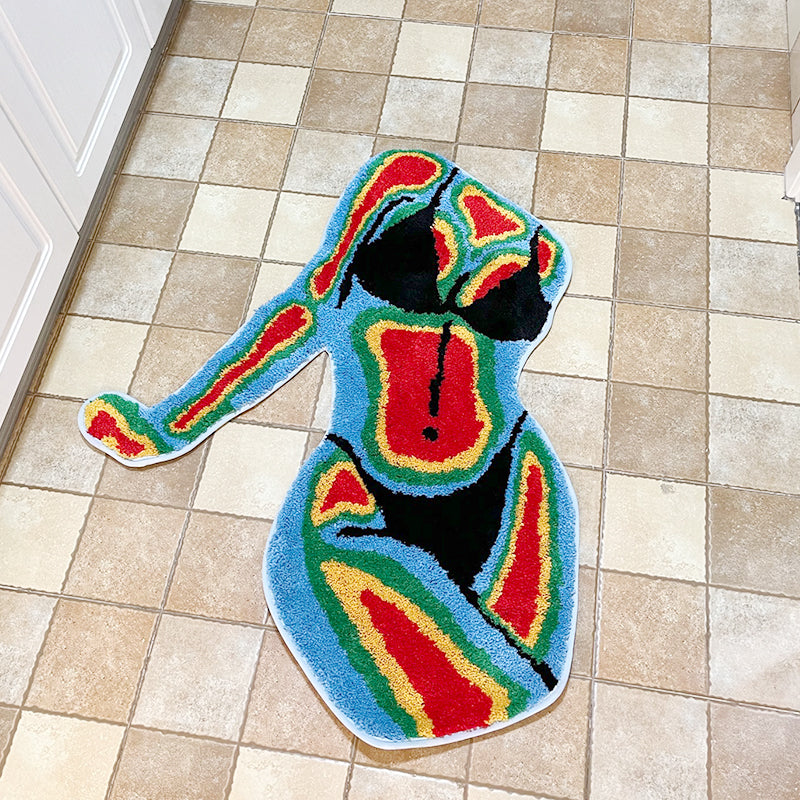 Neon girls body rug