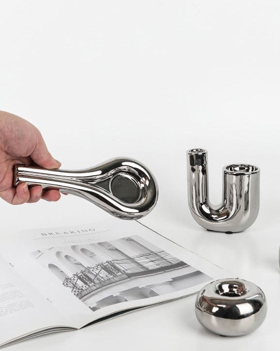 Silver corner candle stand