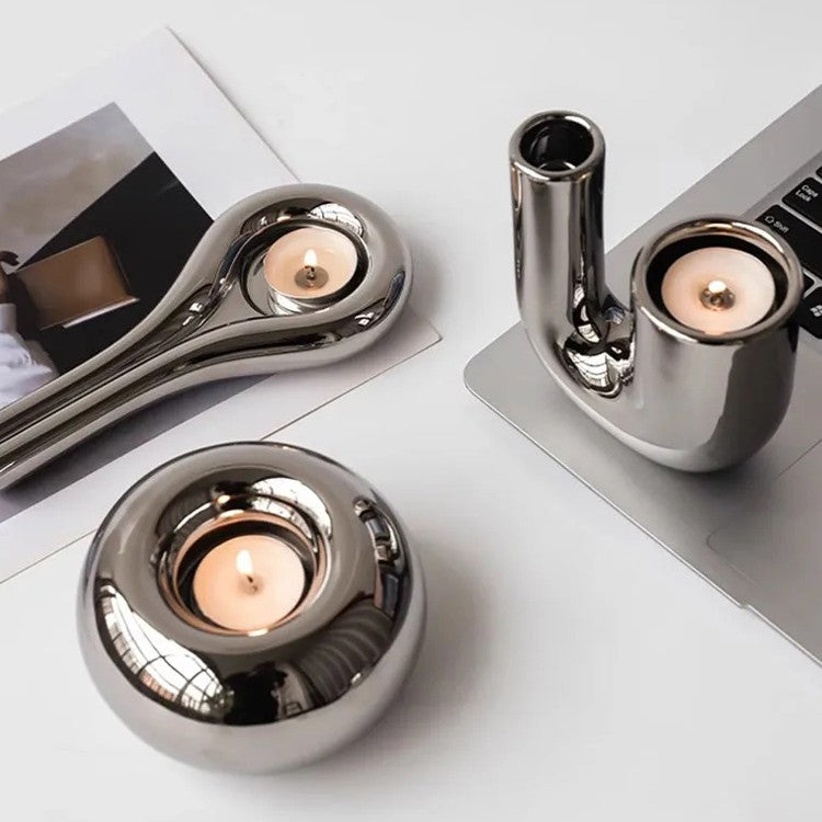 Silver donut candle stand