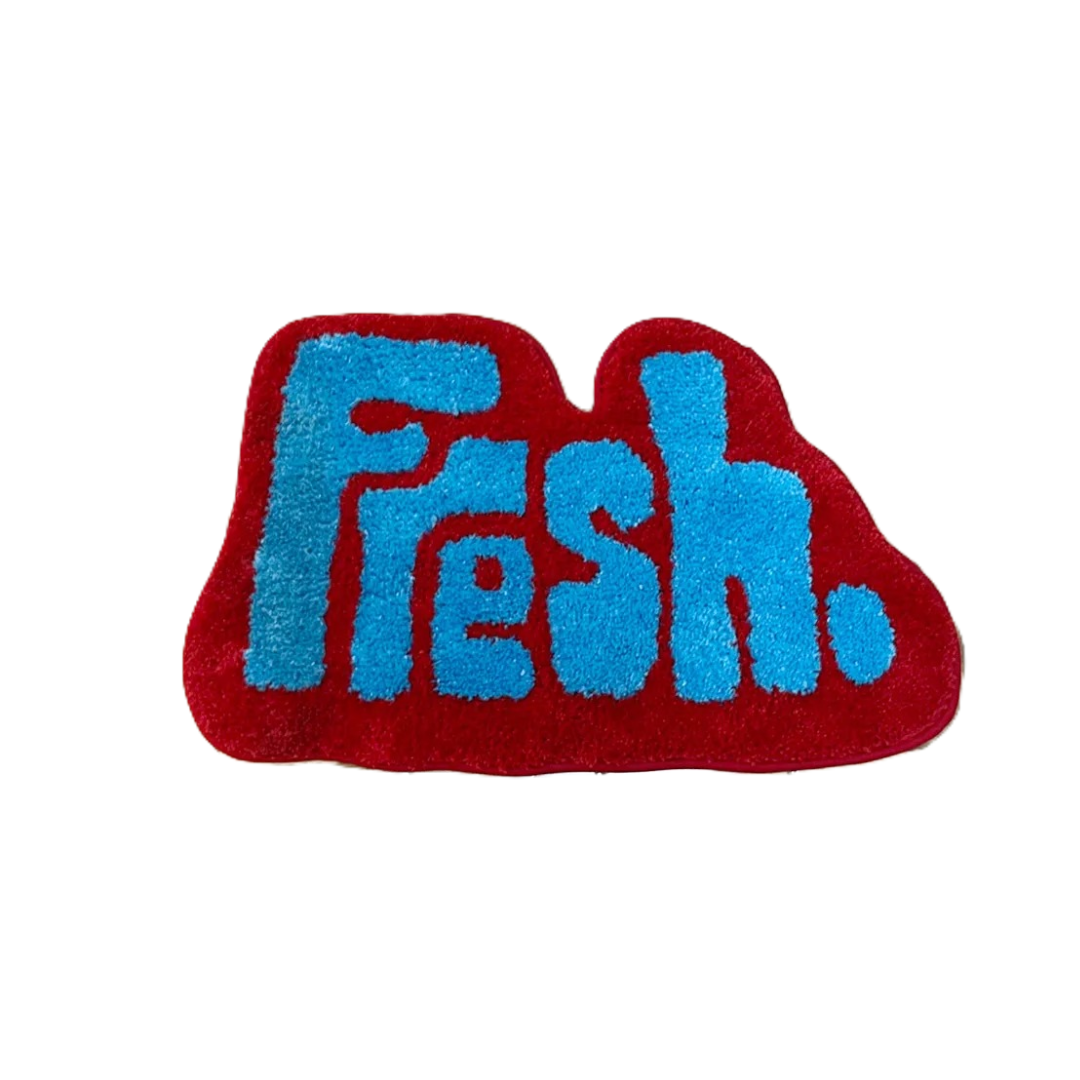 Fresh blue x red rug