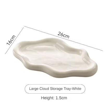 Ceramic wavy tray-wh