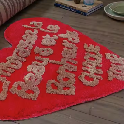 Text heart rug