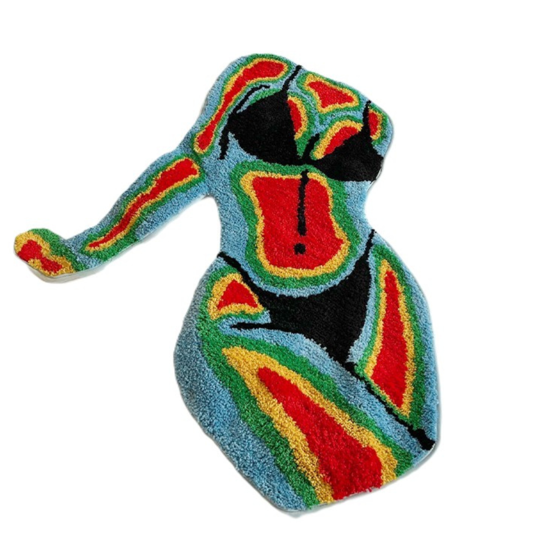 Neon girls body rug