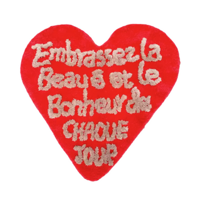 Text heart rug
