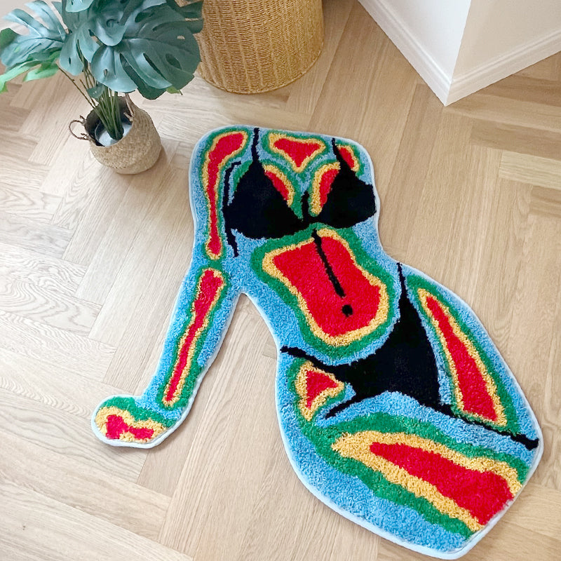 Neon girls body rug
