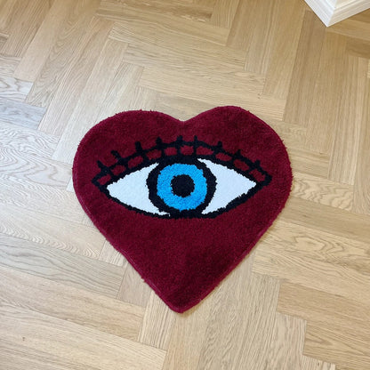 Heart blue eye rug