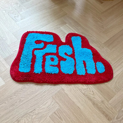 Fresh blue x red rug