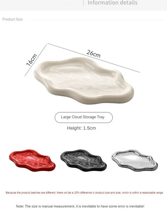 Ceramic wavy tray-wh