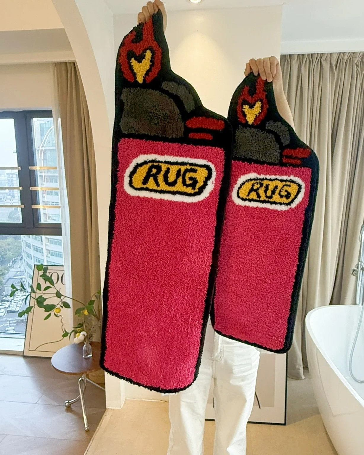 Pink lighter rug